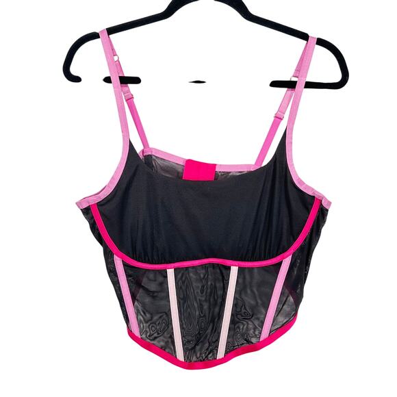 Sofía Intimates by Sofía Vergara Mesh Corset Bustier Top XXL Black Pink Boning - Picture 1 of 4